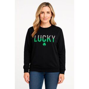 Women’s Long Sleeve Black Graphic Sweatshirt – Size M – NWOT